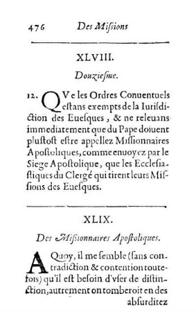 XLIX. Des Mißionnaires Apostoliques