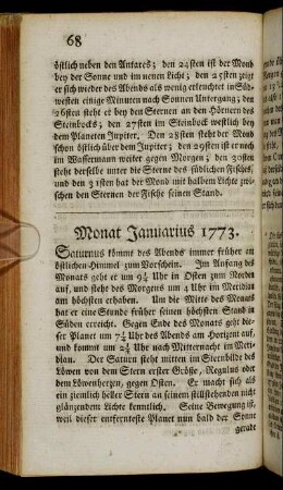 Monat Januarius 1773.