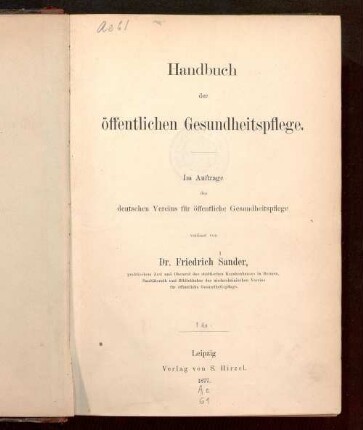 Handbuch der öffentlichen Gesundheitspflege
