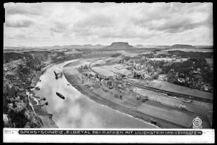 Sächsische Schweiz, Elbtal bei Rathen mit Lilienstein und Königstein
