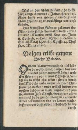 Volgen etlike gemene Bicht Gebede.