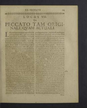 Locus VIII. de peccato tam originali, quam actuali.
