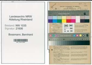 Entnazifizierung Bernhard Bossmann , geb. 27.09.1879 (Berginspektor)