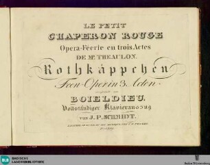 Le petit chaperon rouge : opera-féerie en trois actes
