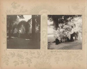 links: Erbgroßherzogin Hilda im Schlossgarten Königstein rechts: Erbgroßherzogin Hilda und benannte Damen im Schlossgarten Königstein