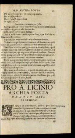Pro A. Licinio Archia Poeta Oratio XXVI.
