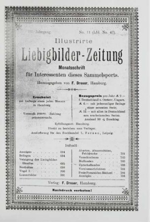 IV. Jahrgang. No. 11 (Lfd. No. 47). (Hamburg, 1. November 1899.)