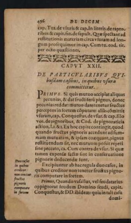 Caput XXII. De Particularibus Quibusdam casibus, in ...