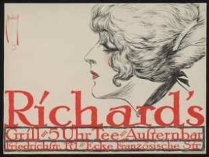 Richard's Grill. Frauenkopf im Profil