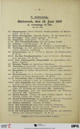II. Auktionstag: Mittwoch, den 18. Juni 1919 (Nr. 473-948)