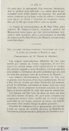 Des congrès internationaux d'histoire de l'art : A propos du congrès de Munich de 1909