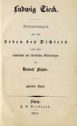 2. Theil: Ludwig Tieck
