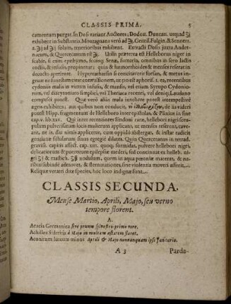 Classis Secunda. Mense Martio, Aprili, Majo, seu verno tempore florent.