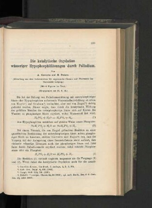 Die katalytische Oxydation wässeriger Hypophosphitlösungen durch Palldium.