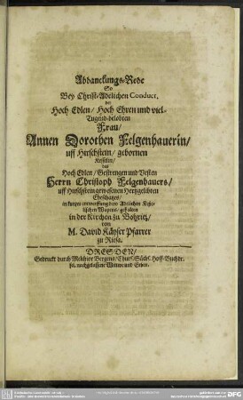 Abdankung : Abdanckungs-Rede