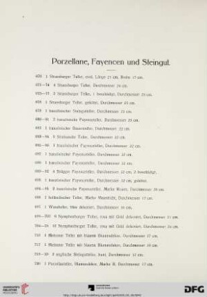 Porzellane, Fayencen und Steingut (Nr. 670-913)