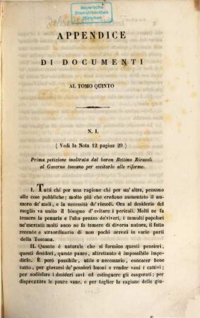 Storia civile della Toscana : dal 1737 al 1848, 5,2. Appendice di documenti