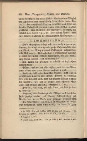 5. Vom Werthe der Münzen.