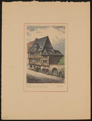 Goethehaus Frankfurt - vor dem Umbau. Ansicht von rechts unter bewölktem HImmel.