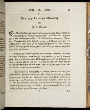III. Nachtrag zu der vorigen Abhandlung