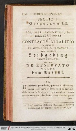 Sectio I. Opvscvlvm LII