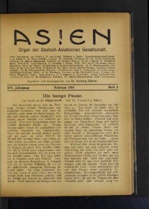 XVI Jahrgang Februar 1919 Heft 5