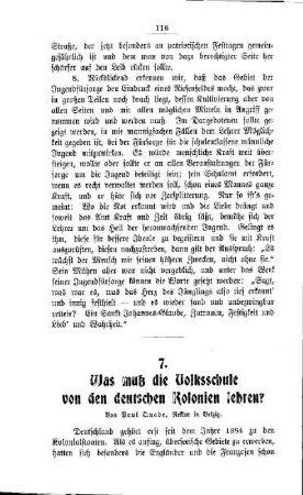 Was muß die Volksschule von den deutschen Kolonien lehren?