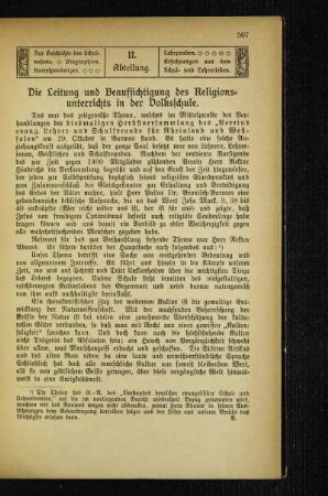 ¬Die¬ Leitung und Beaufsichtigung des Religionsunterrichts in der Volksschule