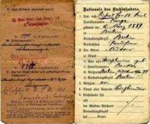 Soldbuch (Nr. 498 der Stammrolle) des Landsturmmannes Richard Karge