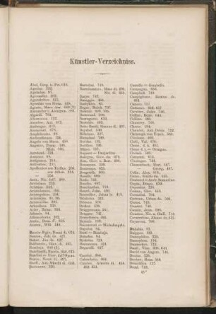 Künstler-Verzeichniss.