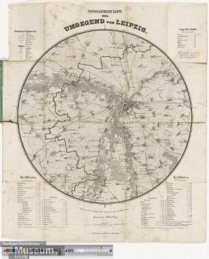 Topographische Karte der Umgebung von Leipzig