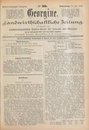 Siebenundfünfzigster Jahrgang. No. 30. Insterburg, 25. Juli 1889.