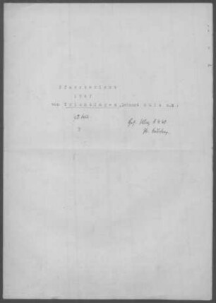 Trichtingen mit Böhringen (Dietingen), Harthausen (Epfendorf), Irslingen u.a.: Pfarrbericht 1947