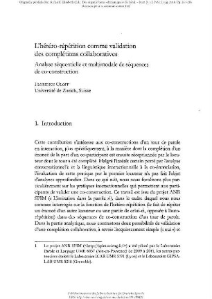 L’hétéro-répétition comme validation des complétions collaboratives. Analyse séquentielle et multimodale de séquences de co-construction