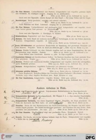 Andere Arbeiten in Holz (Nr. 423-439)