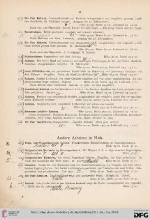 Andere Arbeiten in Holz (Nr. 423-439)