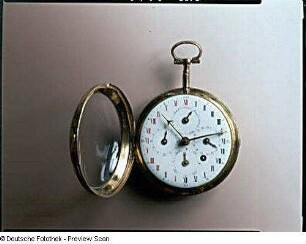 Taschenuhr : Taschenuhr. Messing, vergoldet, Email; D. 5,6 cm (um 1790; C. M. Hahn ?). Dresden: Mathematisch-Physikalischer Salon D IVa 210