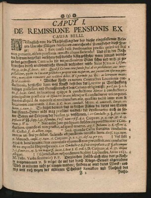 Caput I. De Remissione Pensionis Ex Causa Belli.