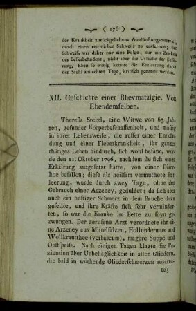XII. Geschichte einer Rheumatalgie. Von Ebendemselben.