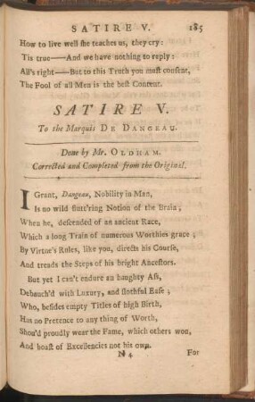 Satire V. To the Marquis De Dangeau