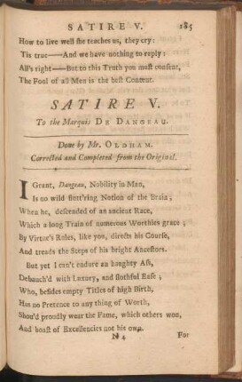 Satire V. To the Marquis De Dangeau