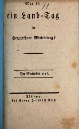 Was ist ein Land-Tag im Herzogthum Wirtemberg?