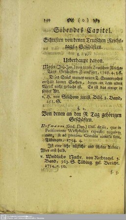 Sibendes Capitel. Schriften von denen Teutschen Reichstags-Geschäften