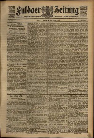 Erste Ausgabe vom Freitag, den 21. August 1908.