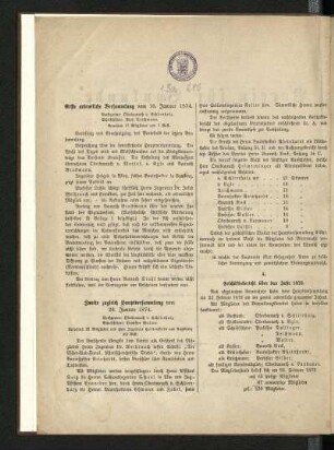 Zweite zugleich Hauptversammlung vom 26. Januar 1874