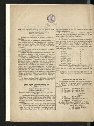 Zweite zugleich Hauptversammlung vom 26. Januar 1874