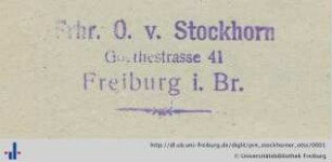 [Provenienz]: Stockhorn, Otto von