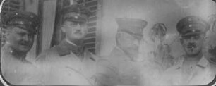 Erster Weltkrieg - "Kriegserinnerungen an Nordfrankreich und die Vogesen". "Leutnant Künkel, Stabsarzt Hagedorn, Hauptmann von Lewinski und Stabsarzt Rose"