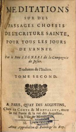 Meditations Sur Des Passages Choisis De L'Ecriture Sainte Pour Tous Les Jours De L'Année : Traduites de l'Italien, 2
