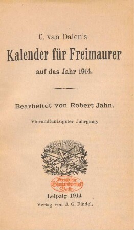 54.1914: C. van Dalen's Kalender für Freimaurer